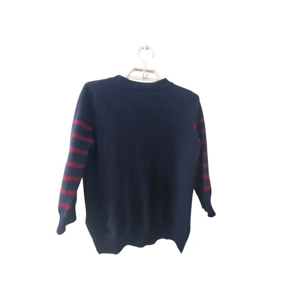 Demylee New York cardigan sweater womens XS cashmere navy red striped - Picture 4 of 4